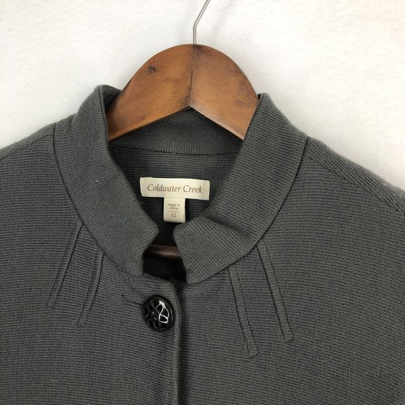 Coldwater Creek Women's Size 12 Grey Long Sleeve Cardigan Sweater Jacket Button - Picture 2 of 10